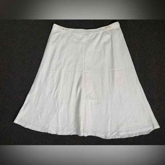 Lauren Ralph Lauren White 100% Linen Lined Midi Skirt Women's SZ. 22W Boho Beach - Picture 2 of 10